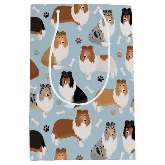 Ruwe Collie Paws en Botten Medium Cadeauzakje (Voorkant)