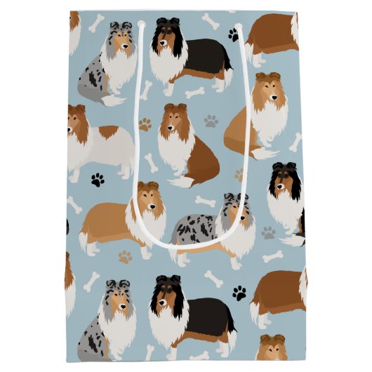 Ruwe Collie Paws en Botten Medium Cadeauzakje (Achterkant)