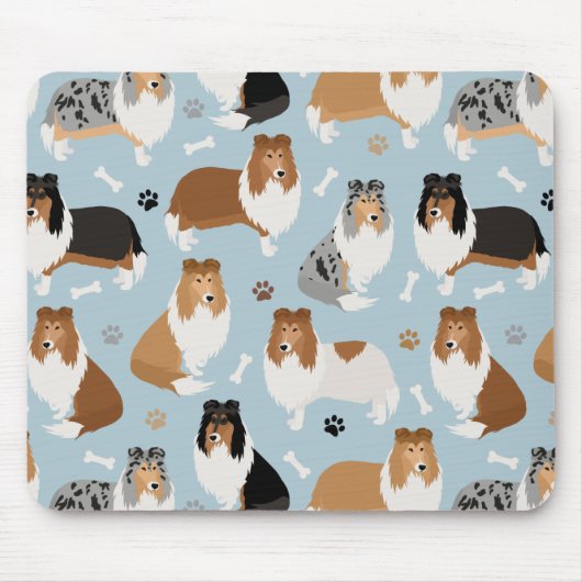Ruwe Collie Paws en Botten Muismat (Voorkant)