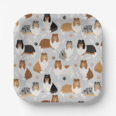 Ruwe Collie Paws en Botten Papieren Bordje (Voorkant)