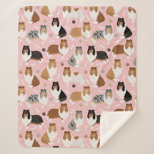 Ruwe Collie Paws en Botten Sherpa Blanket Sherpa Deken (Voorkant)