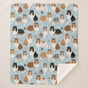 Ruwe Collie Paws en Botten Sherpa Deken