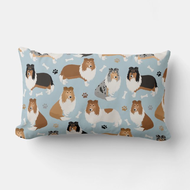 Ruwe Collie Paws en Botten Sierkussen Kussen (Voorkant)