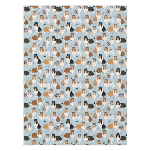 Ruwe Collie Paws en Botten Tafelkleed (Voorkant)