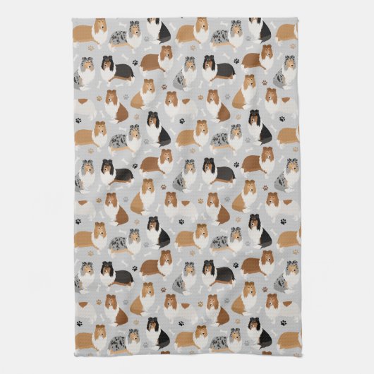 Ruwe Collie Paws en Botten Theedoek (Verticaal)