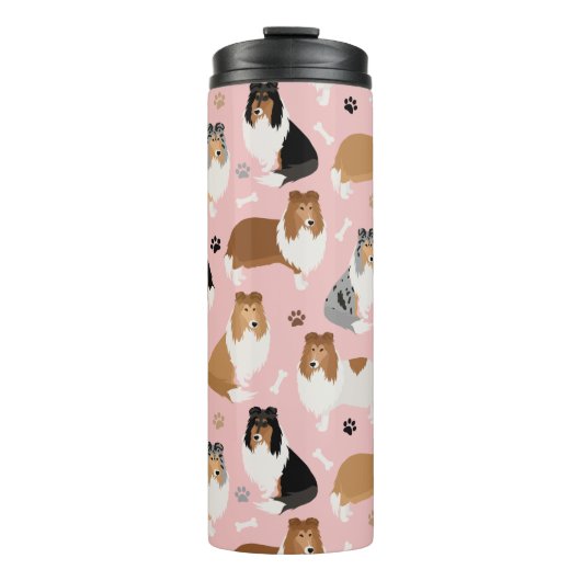 Ruwe Collie Paws en Botten Thermal Tumbler Thermosbeker (Voorkant)