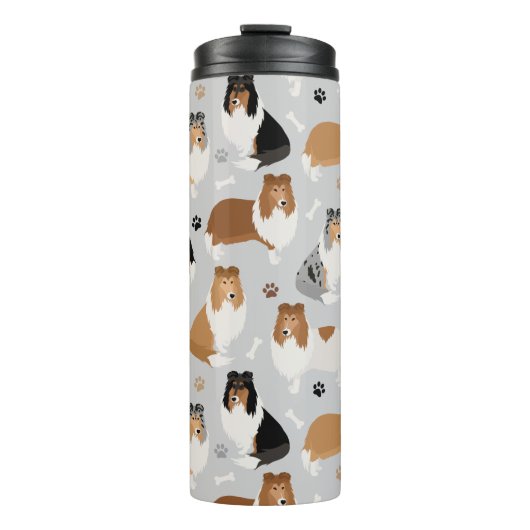 Ruwe Collie Paws en Botten Thermosbeker (Voorkant)