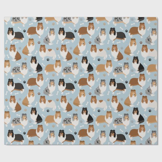 Ruwe Collie Paws en Botten Verpakkingspapier Cadeaupapier (Vlak)