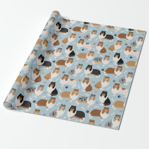 Ruwe Collie Paws en Botten Verpakkingspapier Cadeaupapier