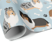 Ruwe Collie Paws en Botten Verpakkingspapier Cadeaupapier (Rol Hoek)