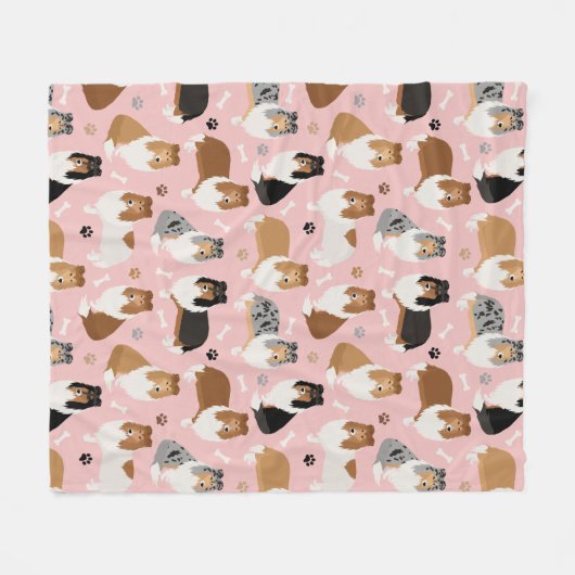 Ruwe Collie Paws en Botten Vluchten Blanket Fleece Deken (Voorkant (Horizontaal))