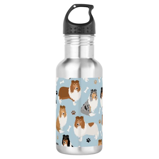 Ruwe Collie Paws en Botten Waterfles (Voorkant)
