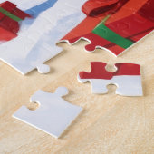 Ruwe Collie Rent in Sneeuw met Kerstmuts Legpuzzel (Zijkant)