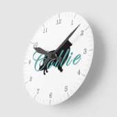 Ruwe Collie Silhouet Teal Script Tekst Ronde Klok (Hoek)