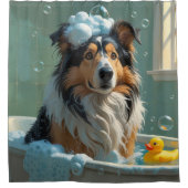 Ruwe Collie Sloom Slaperig Schattig Grappig Douchegordijn (Voorkant)