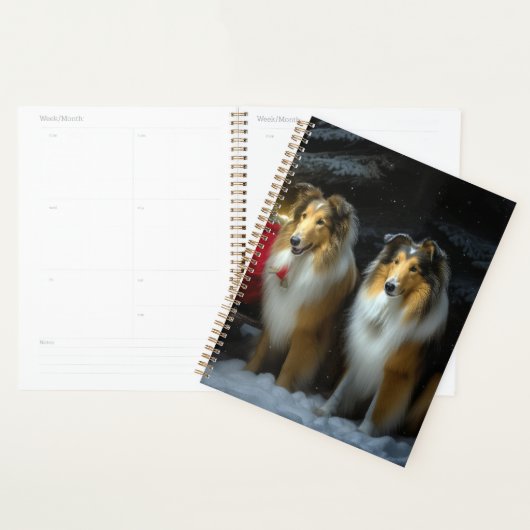 Ruwe Collie Sneeuw Slede Kerst Decoratie Planner (Display)