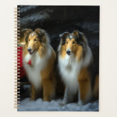 Ruwe Collie Sneeuw Slede Kerst Decoratie Planner (Voorkant)