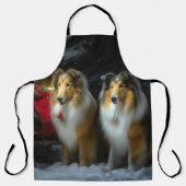 Ruwe Collie Sneeuw Slede Kerst Decoratie Schort (Voorkant)