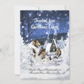 Ruwe collies en lammeren in Snowfall - kerstKaart (Voorkant)