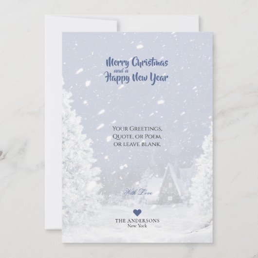 Ruwe collies en lammeren in Snowfall - kerstKaart (Achterkant)