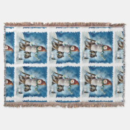 Ruwe Collies met Snowman Kerstmis Deken