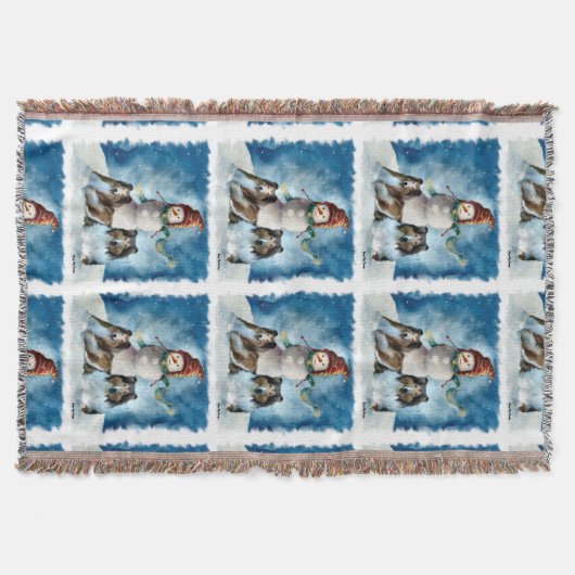 Ruwe Collies met Snowman Kerstmis Deken (Voorkant)