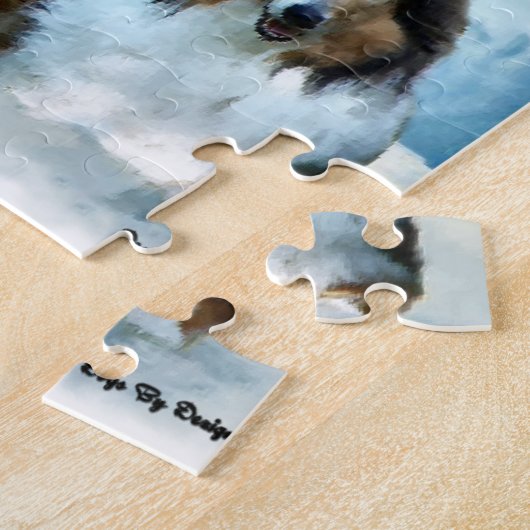 Ruwe Collies met Snowman Kerstmis Legpuzzel (Zijkant)