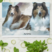 Ruwe Collies met Snowman Kerstmis Theedoek (Gevouwen)