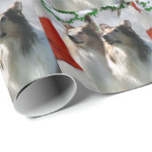 Ruwe Collies ontmoeten Kerstmis Cadeaupapier (Rol Hoek)
