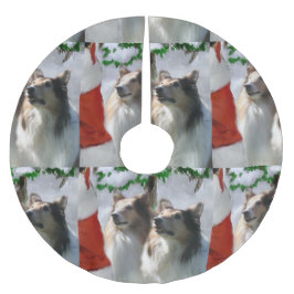 Ruwe Collies ontmoeten Kerstmis Kerstboom Rok