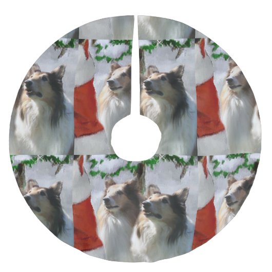 Ruwe Collies ontmoeten Kerstmis Kerstboom Rok (Voorkant)