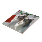 Ruwe Collies ontmoeten Kerstmis Tegeltje (Zijkant)