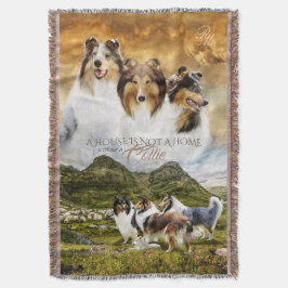 Ruwe Collies Sheep Herding & Portrait + Quote - Deken