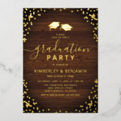 Ruwe Dubbele Verjaardag Foto Afstudeerfeest Folie Uitnodiging (Voorkant)