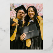 Ruwe Dubbele Verjaardag Foto Afstudeerfeest Folie Uitnodiging (Achterkant)