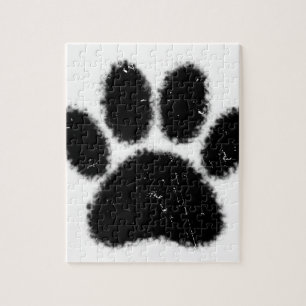Ruwe en versleten hondenpootafdruk legpuzzel