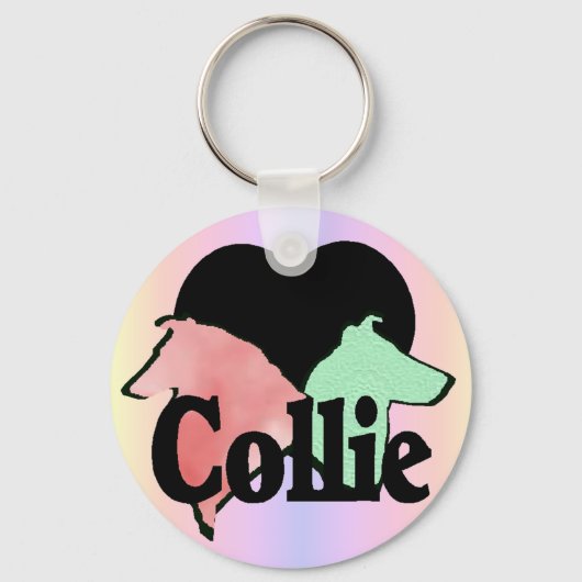 Ruwe en vloeiende Collie Lovers Sleutelhanger (Voorkant)