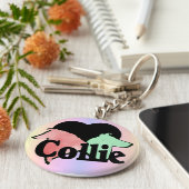 Ruwe en vloeiende Collie Lovers Sleutelhanger (Zijkant)