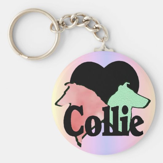 Ruwe en vloeiende Collie Lovers Sleutelhanger (Voorkant)