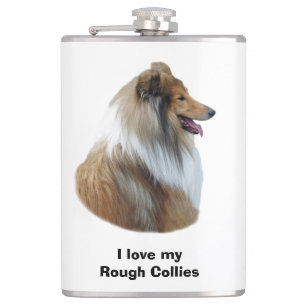 Ruwe foto van Collie dog portret Heupfles