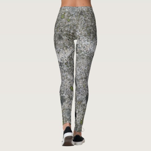 Ruwe Geologie Grijze Granite Rock textuur met Moss Leggings (Achterkant)