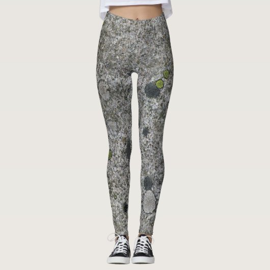 Ruwe Geologie Grijze Granite Rock textuur met Moss Leggings (Voorkant)