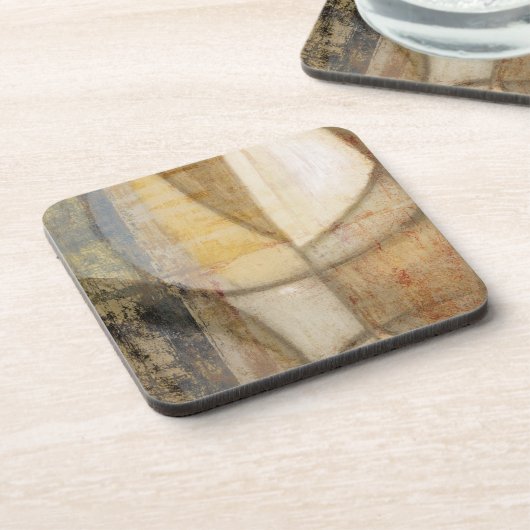 Ruwe getextureerde verf van aardtoon bier onderzetter (Linkerzijde)