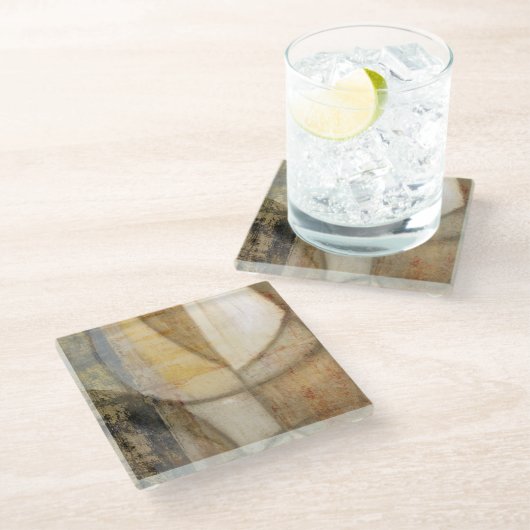 Ruwe getextureerde verf van aardtoon glazen onderzetter (Schuin)