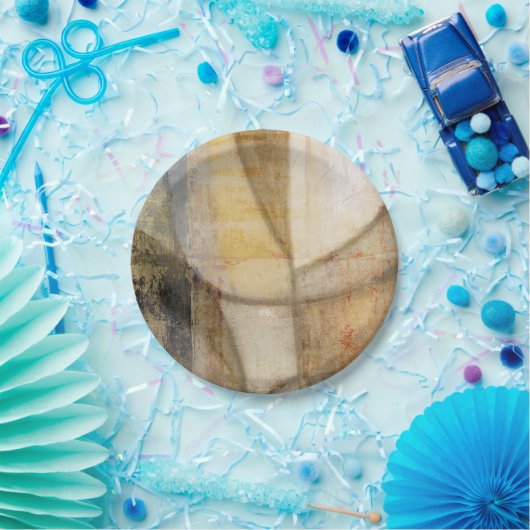 Ruwe getextureerde verf van aardtoon papieren bordje (Feest)