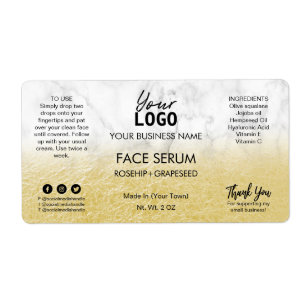 Ruwe goud op marmer Face Serum Etiket