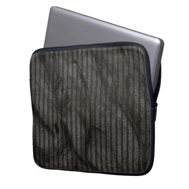 Ruwe grijze strepen over gekleurde abstracte teken laptop sleeve (Voorkant Links)