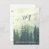 Ruwe groene dennenbomen bergbos bruiloft RSVP kaartje (Voorkant / Achterkant)
