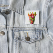 Ruwe groenteschudden vierkante button 5,1 cm (In situ)