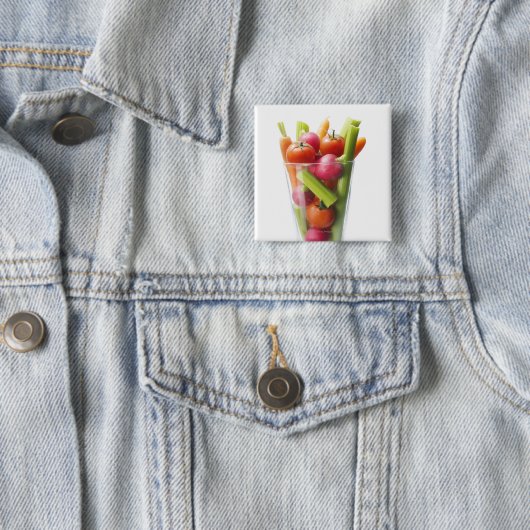 Ruwe groenteschudden vierkante button 5,1 cm (In situ)